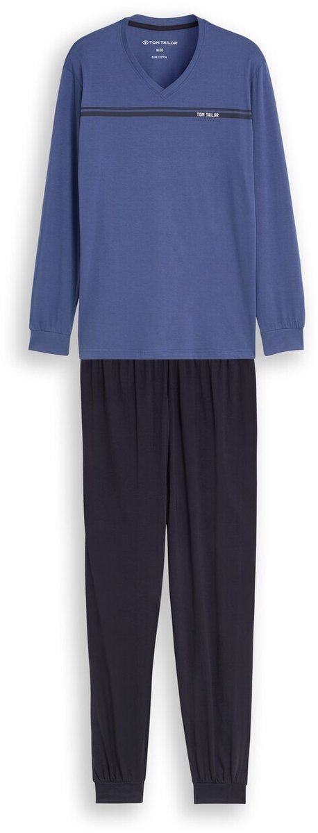 Tom Tailor - Pyjamaset met logoprint - Maat 48 - blue-medium-solid