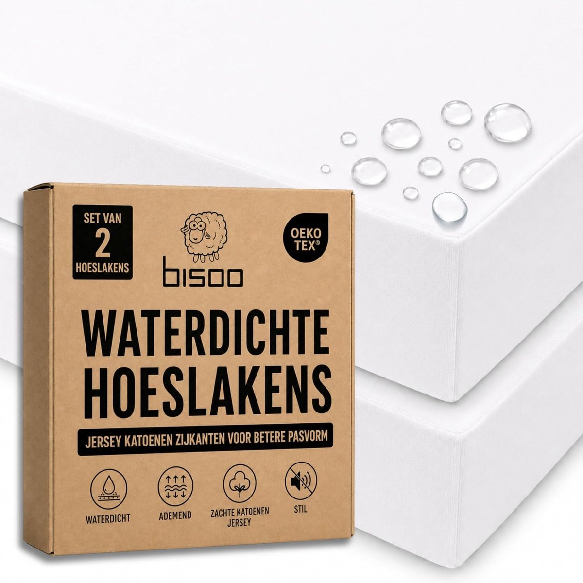 SnelShoppen - Waterproof Fitted Sheet voor Cot Box 70x140 - 2-in-1 Matrassensprotector en Fitted Sheet - Ademend, Geluidloos, Katoen Jersey - Oeko-Tex