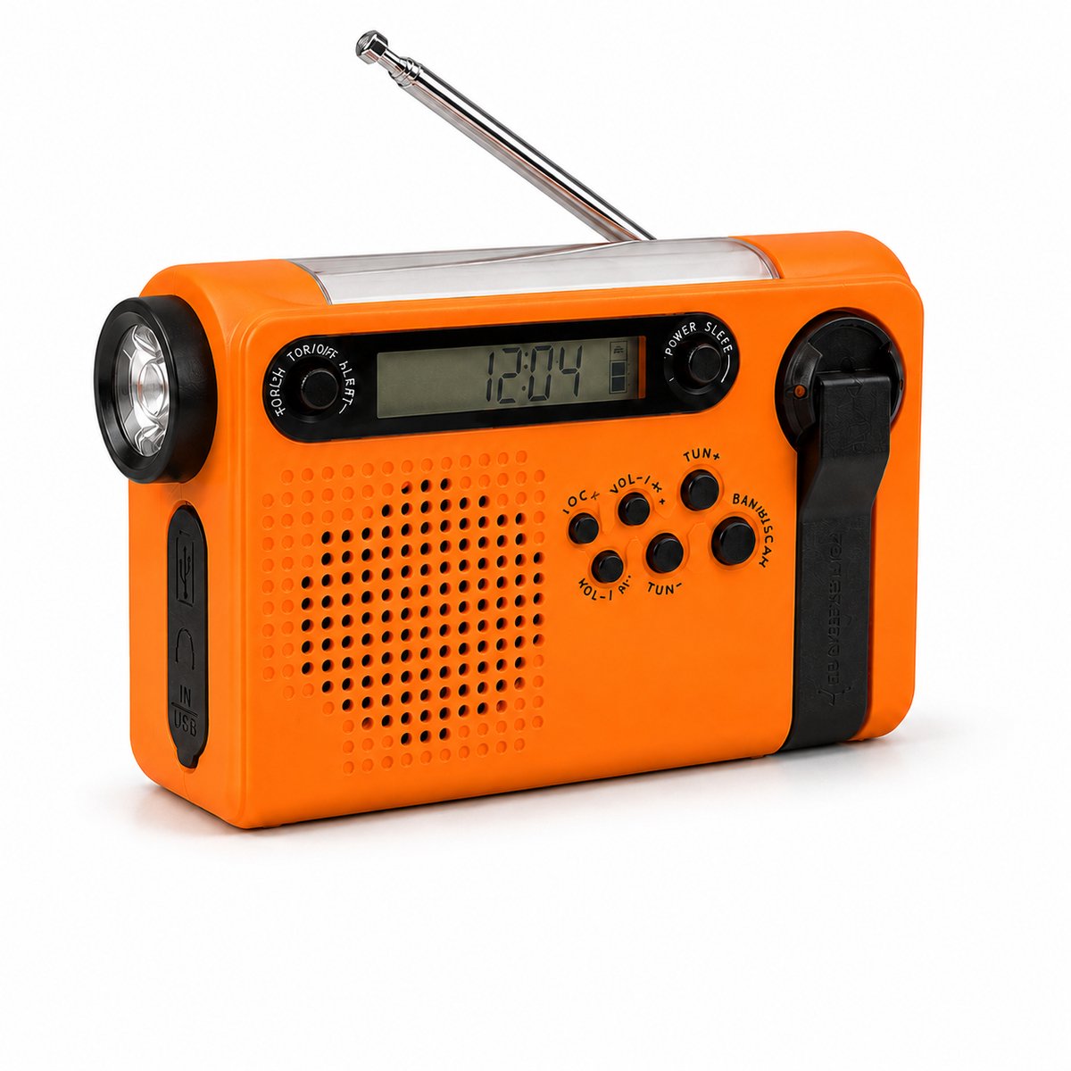 Gloovon® Noodradio met Solar & Dynamo - AM/FM/SW Radio - Ingebouwde 2000mAh Powerbank & Zaklamp - Compact & Draagbaar - Oranje