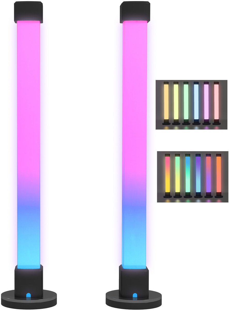 ECTEATOY® Slimme RGB LED Tafellampen Set - Bluetooth App, Afstandsbediening, Muzieksync & Timer - Wit