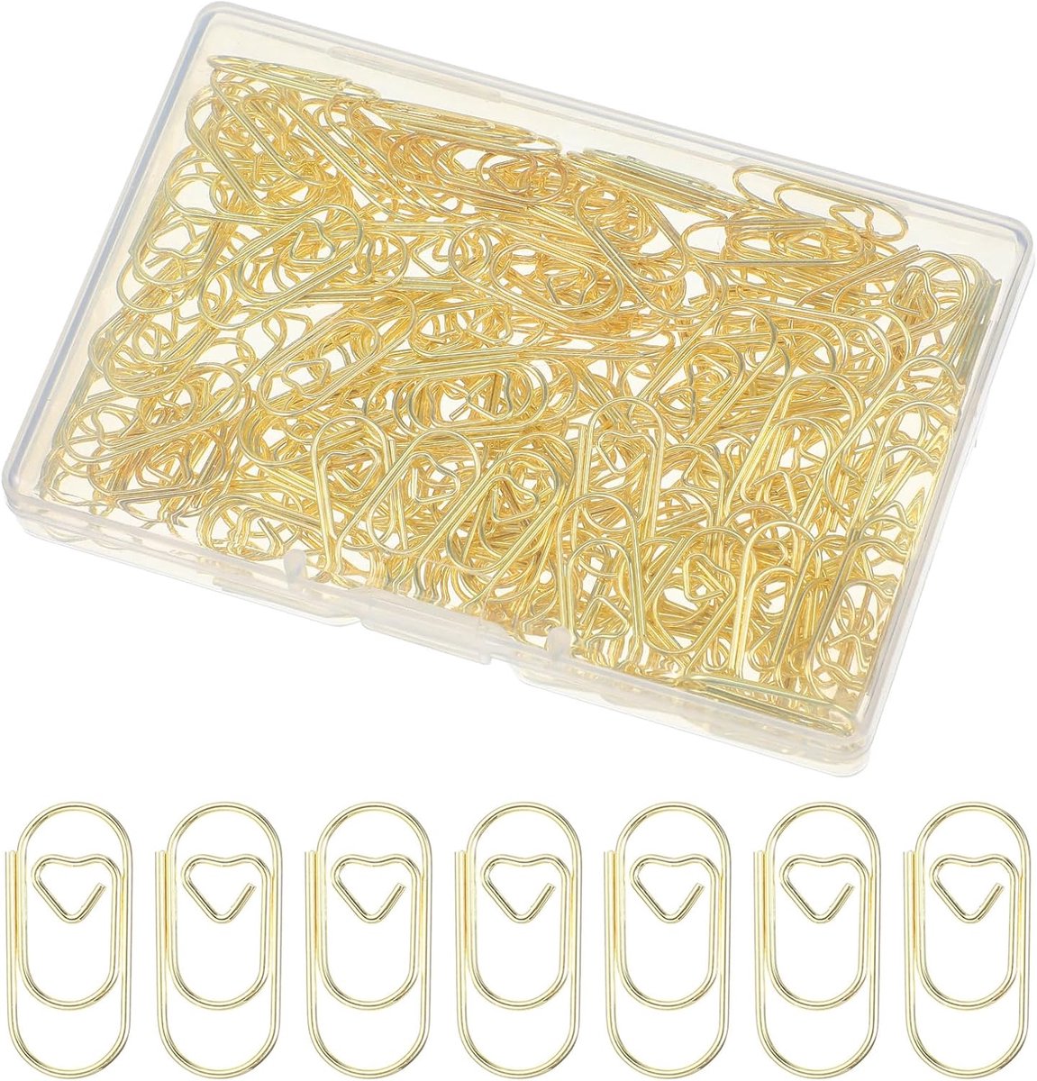 SnelShoppen - Paperclips Hart Goud 160 Stuks - Kleine Paperclips Ovaal Metaal - Hartmotief Voor Kantoor School Bruiloft Documenten Organisatie