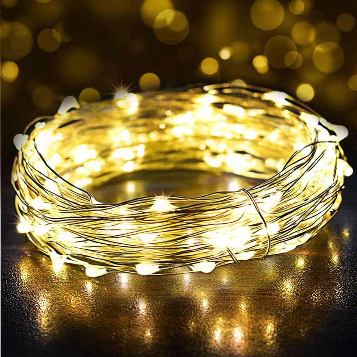 SnelShoppen - 12M LED Fairy Lights - 120 Warm Witte LED Lichtjes - USB Aansluiting - Waterdicht - Met Schakelaar - Voor Kerst, Feesten, Tuin, Kinderka