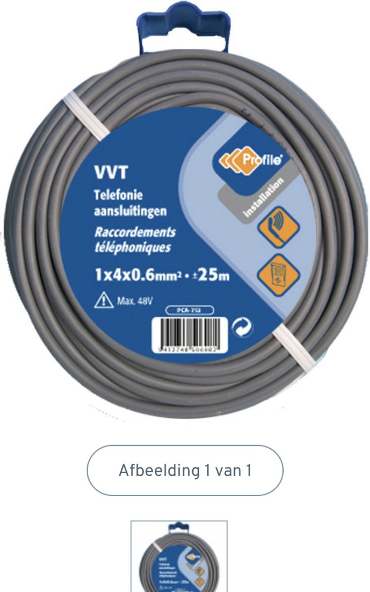Profile VTT-kabel grijs 1 x 4 x 0,6 mm² - lengte 10 m
