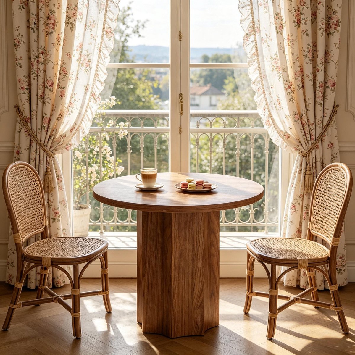 MODENUIT Eettafel - Ronde Tafel Met Houtlook Voor Eethoek En Woonkamer - MDF - Bruin - 80 x 80 x 75 cm