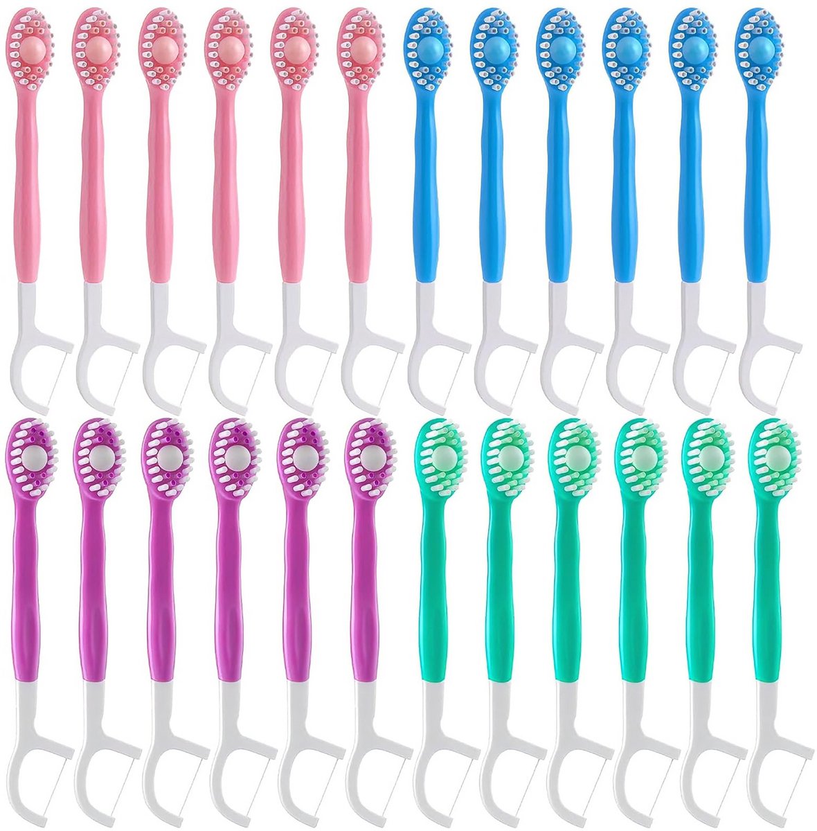 Namajunas - 24 stuks - 3-in-1 wegwerptandenborstel met mondwater en floss – Disposable Mini Travel Toothbrushes -Handig voor reizen, kamperen en onderweg – Meerdere smaken - Frisse Adem - Draagbaar