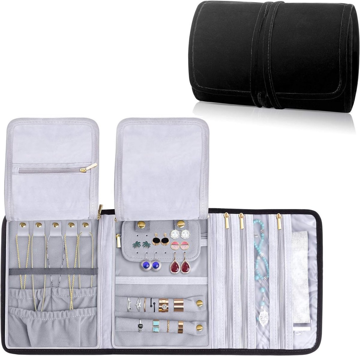 Reisjuwelenetui voor kettingen, oorbellen, armbanden, broches en accessoires - Perfect voor onderweg