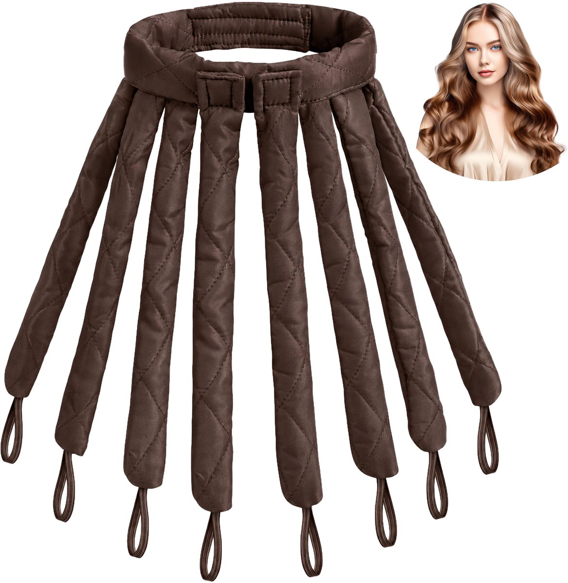 Ryoudavell - Hittevrije Haarkrultang - 8 Afneembare Krulklauwen - Geen Warmte Schade Hittevrije Krultang - Satin Krulspelden - Zacht Hoofdband - Krullende Haarstyling Tool - Voor Lang Haar - Wasbaar En Herbruikbaar