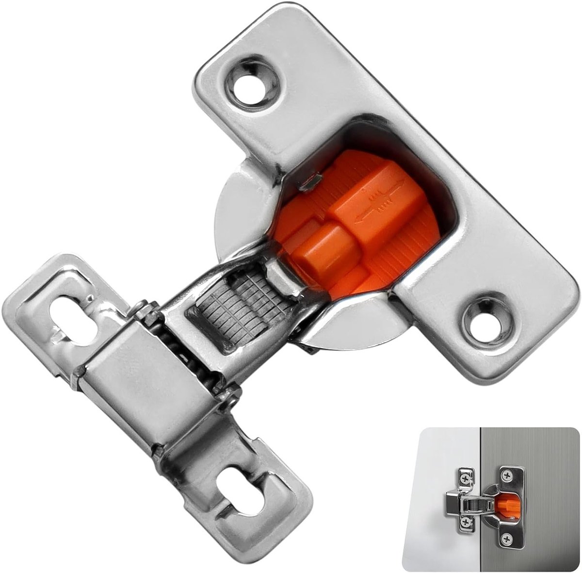 Set van 4 korte scharnieren met zachte sluiting, roestvrijstalen hydraulische meubelscharnieren voor kastdeuren, geruisloos en duurzaam