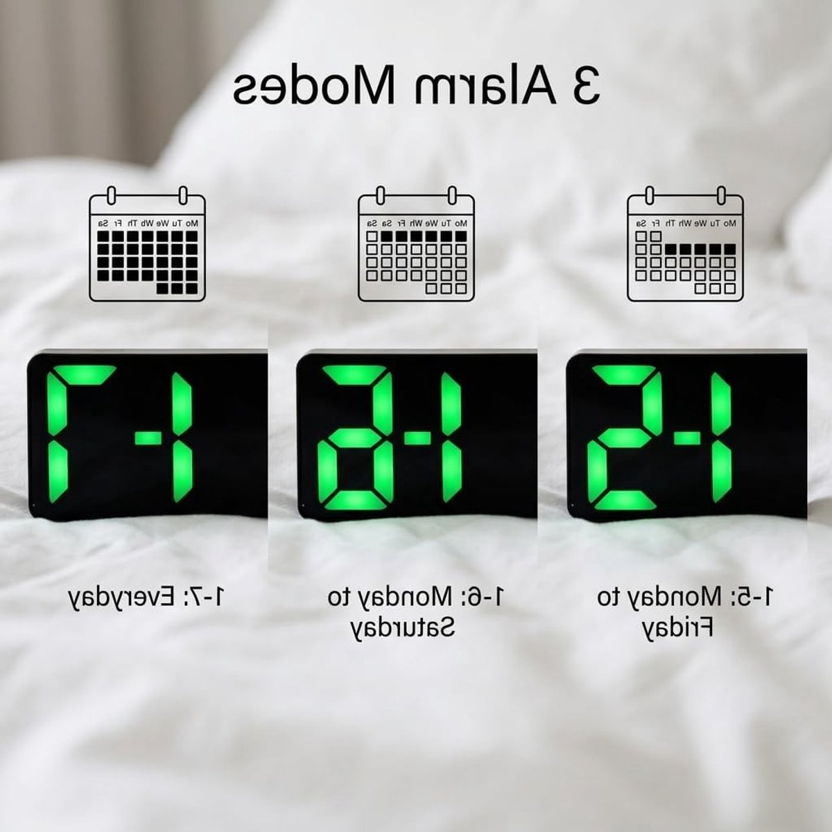 Grote LED Spiegelklok met Digitale Weergave en Alarmfunctie - USB of Batterijvoeding, Temperatuurweergave voor Woonkamer, Slaapkamer en Kantoor