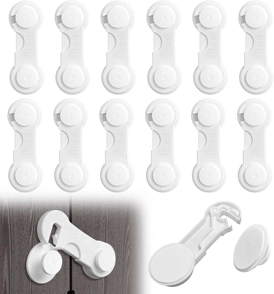 SnelShoppen - 12-Piece Kindveilige Laden en Kastbeveiliging - Extra Sterke Grip - Geen Boren Nodig - Veiligheid voor Kinderen - Ideaal voor Keuken en