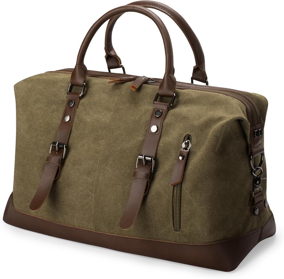 SnelShoppen - Vintage Canvas Travel Bag Unisex Weekend Bag 32L Groen - Duurzaam Canvas Sporttas voor Camping, Hiken en Reizen