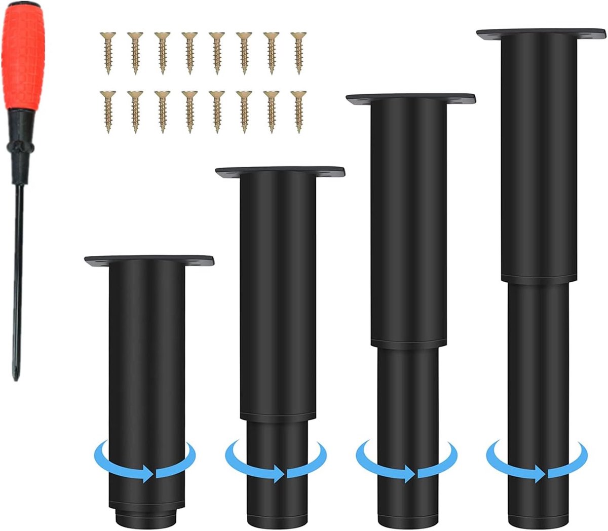 SnelShoppen - Verstelbare Meubelpoten 8-12 cm - Mat Zwart - Stevig Design voor Sofa, Tafel, Kast - Tot 300 kg Draagvermogen