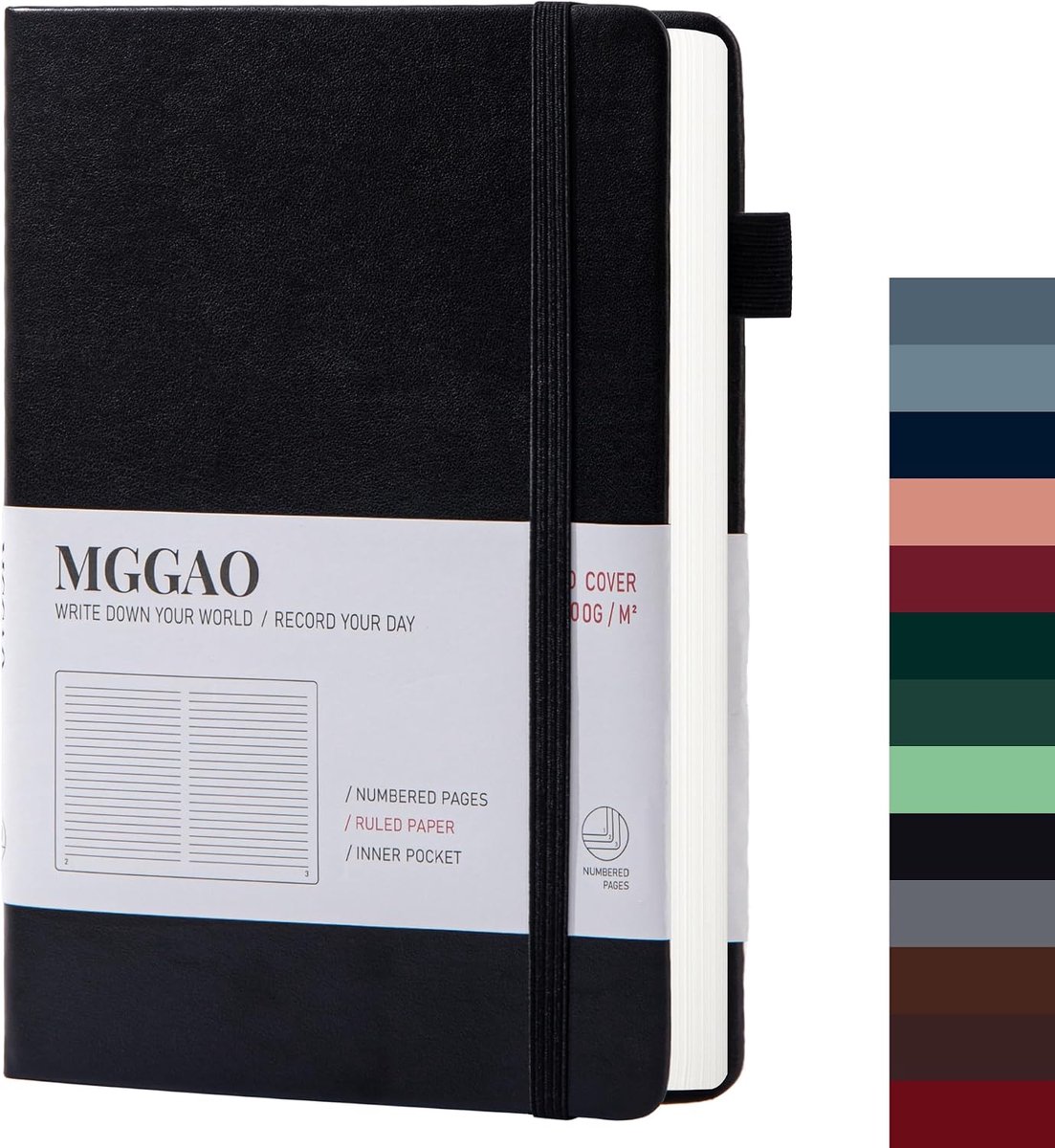 SnelShoppen - A5 Lined Notitieboek - 100 GMS Dikte Papier - 188 Genummerde Pagina's - Premium Leer Hardcover - Ideaal voor Persoonlijk Schrijven, Stud