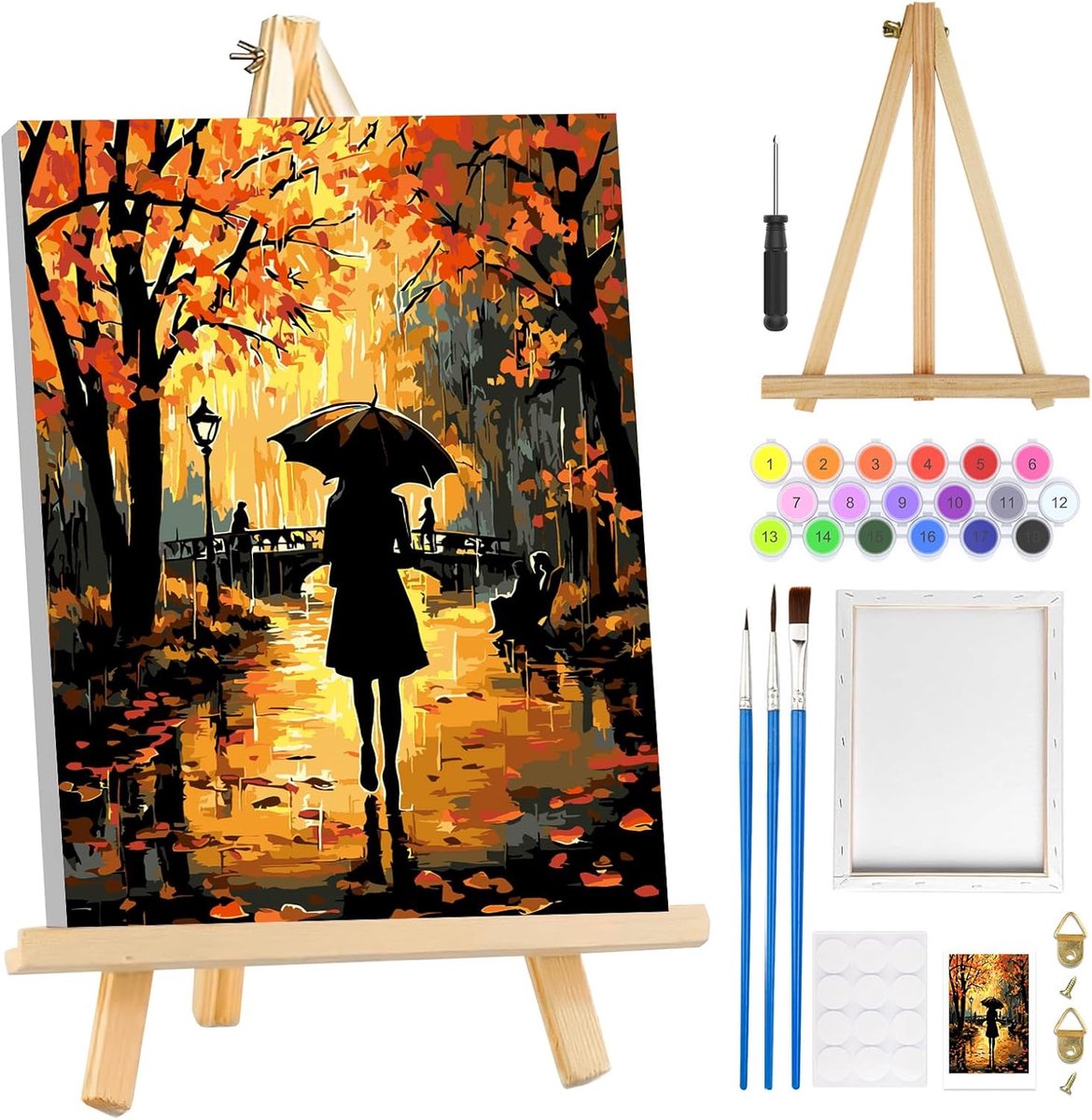 SnelShoppen - Verf op Nummer Set voor Volwassenen Beginners met Lijst en Easel, Landschap Schilderen met Acrylaatverf, DIY Olieverf Kits voor Thuisdec