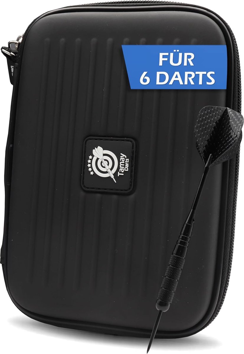 SnelShoppen - Premium dart bag voor 6 steel en soft darts, hard case dart wallet met optimale grip, veel opbergvakken voor flights, punten en dart acc