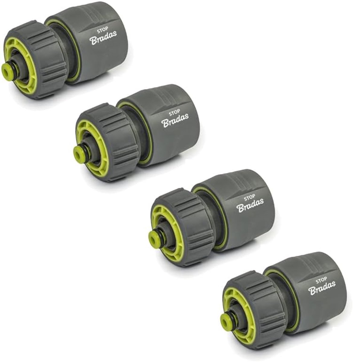 SnelShoppen - Coupling met water stop 1/2 inch, snelle koppeling, tuin slang connector, 4 stuks, universeel, antislip, voor tuin en buitengebruik