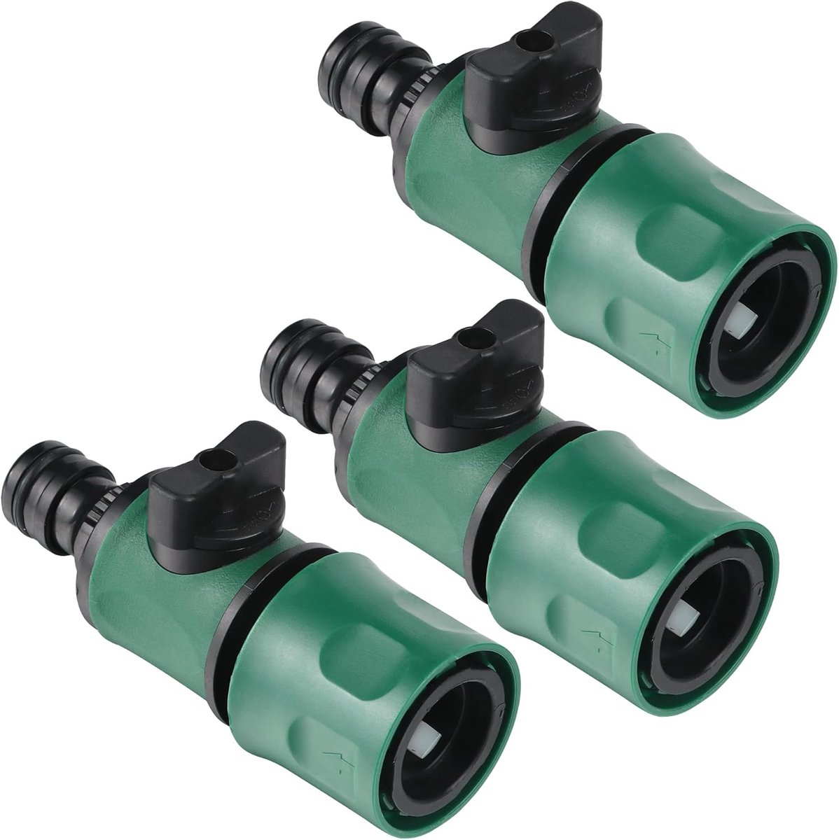 SnelShoppen - Pack van 3 Tuinslang Koppelingen met Controleklep, 16 mm Water Slang, Snelle Koppeling, Tuinaccessoires, Afsluitkraan voor 1/2 Inch Tuin