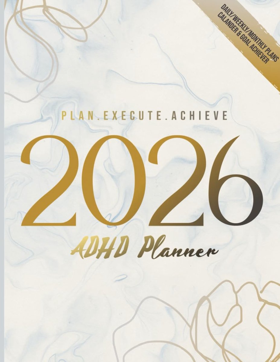 SnelShoppen - 2026 ADHD Planner - Kalender, Doelen, Maand-, Week- en Dagfocus - 240 Pagina's met Bonus Journal en Gratis Tekeningpagina's