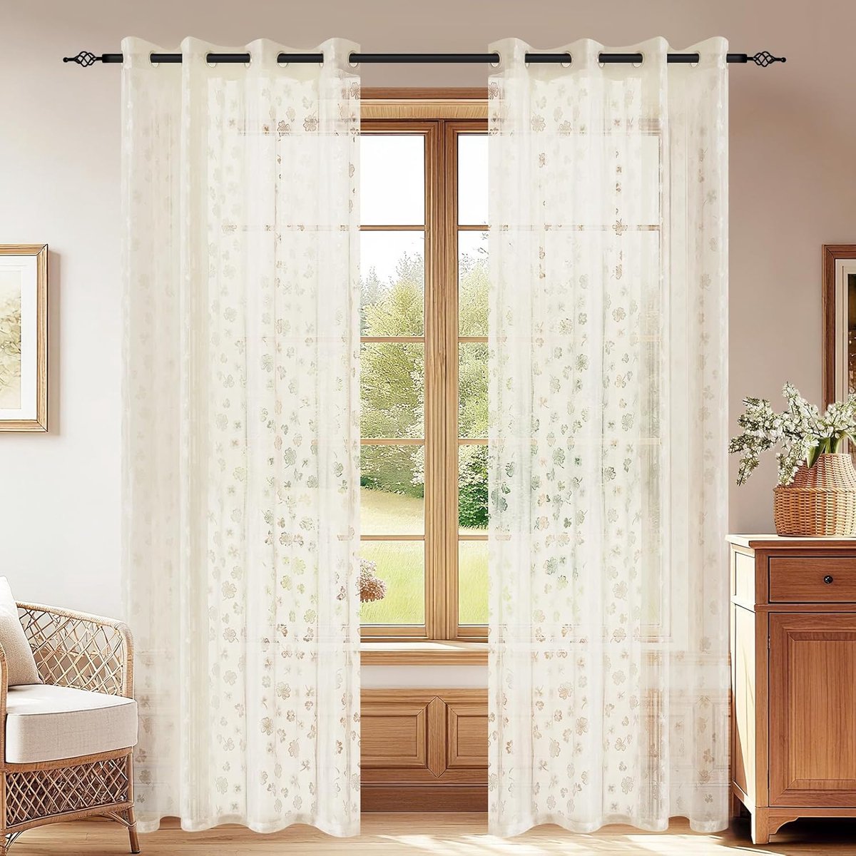 SnelShoppen - Voile Gordijnen Semi-Transparant 2 Stuks 140x225 cm, Luxe Raambekleding met Oogjes, Beige Voor Woonkamer en Slaapkamer, Superzacht Mater