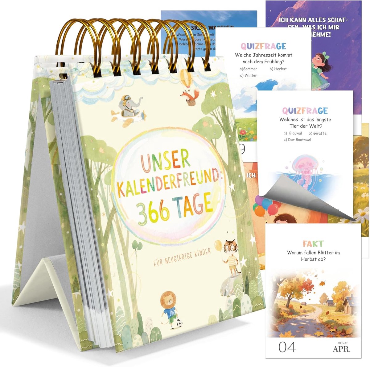 SnelShoppen - BIROYAL Tear Calendar met Cloud Forest Patroon, Speelse Quizvragen, Ideaal voor Kinderen, Educatief Speelgoed voor Feestjes en Gezelligh