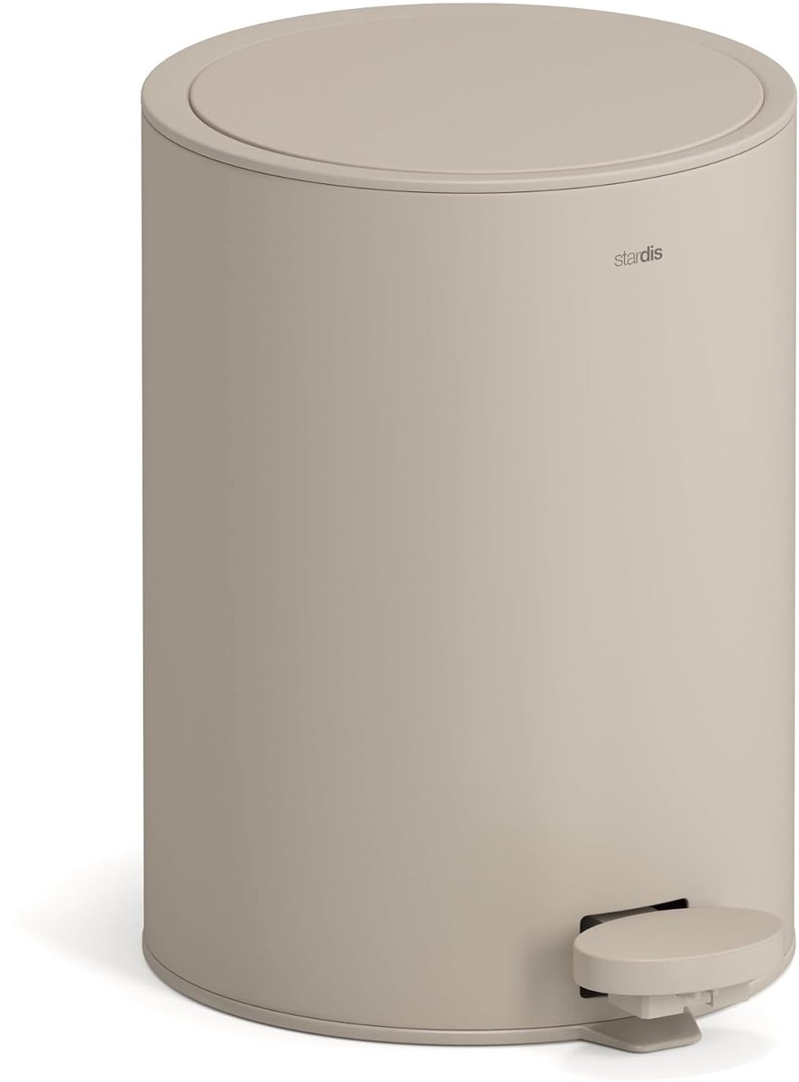 SnelShoppen - Pedal Bin 3L - Stijlvolle RVS Prullenbak met Soft Close, Dekkende Deksel en Inwendige Emmer - Donkergrijs Bruin (Taupe) - Perfect voor B