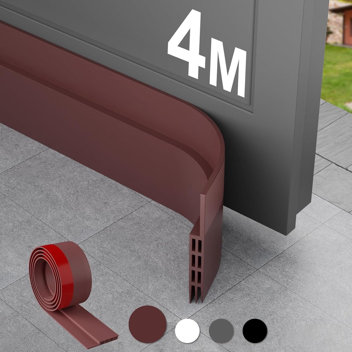 SnelShoppen - Draught Excluder voor Deuren 4 Pack - Zelfklevende Deuronderstrip - Geluidsisolatie en Weerbestendig - 5cm x 400cm Bruin - Energie Bespa