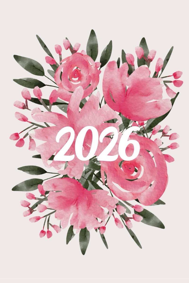 SnelShoppen - Agenda 2026 Fleurs Roses | Semainier A6 | 10x15 cm | Verticale Planning | Weekplanner met Kolommen | Perfect voor Organisatie en Plannin