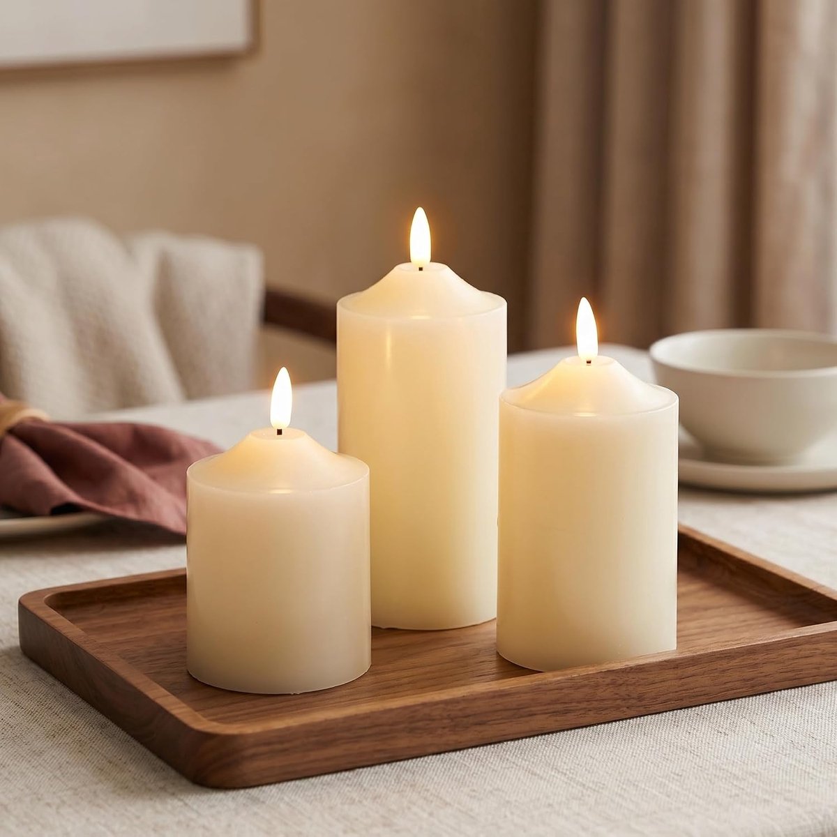 SnelShoppen - Set van 3 Flameless LED Kaarsen met Vlam Effect, Oplaadbare Batterij, 8-Toetsen Afstandsbediening en Timer, Ideaal voor Thuis, Bruiloft,