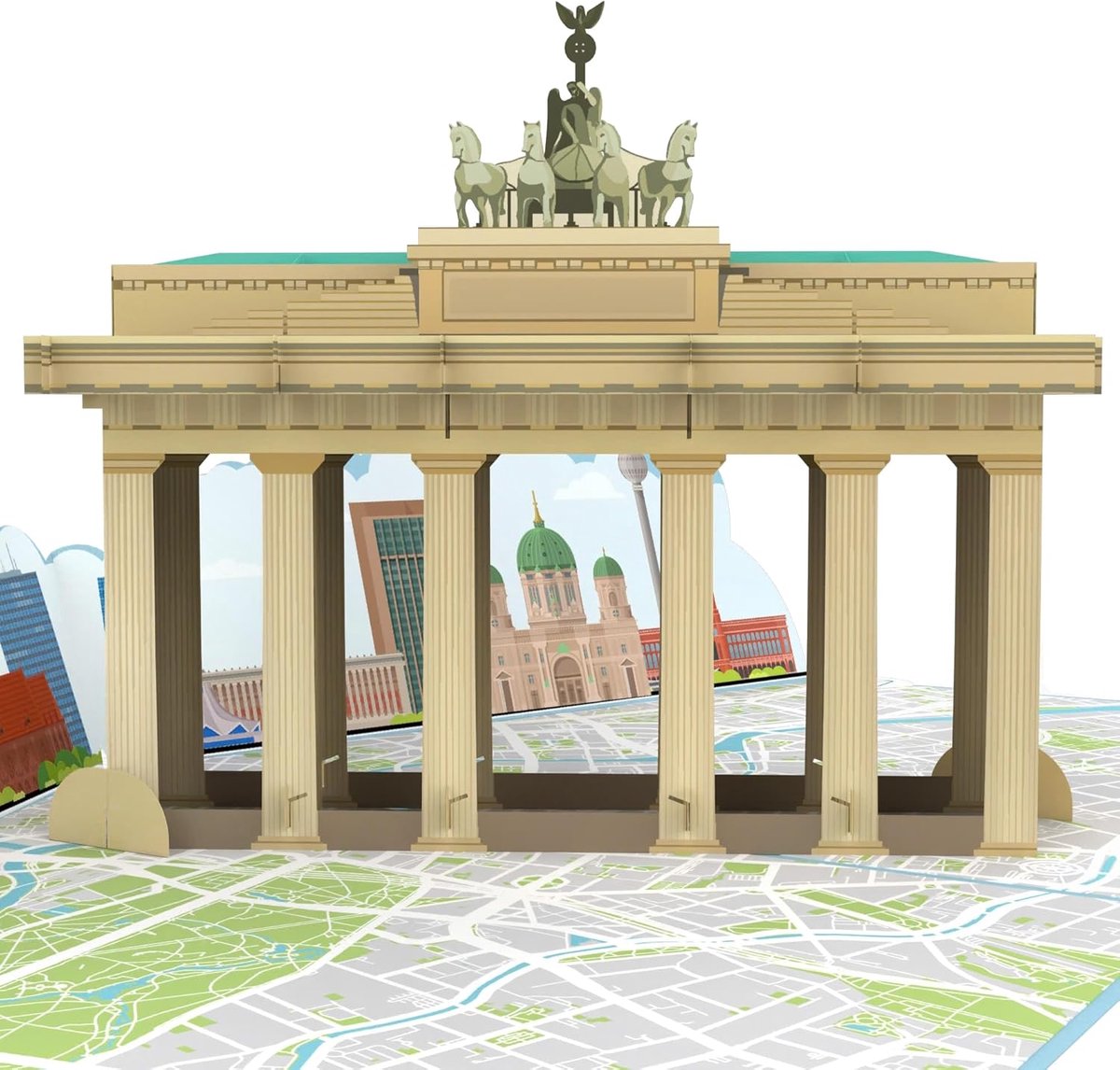 SnelShoppen - MOKIO Pop-Up Kaart Berlin - 3D Verjaardagskaart met Brandenburgse Poort - Unieke Groet Kaart voor Reis- of Weekend Cadeau - Originele Ka