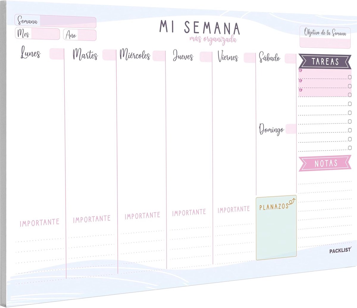 SnelShoppen - Spaanse Weekly Planner A4 - Desk Organiser met Weekoverzicht - Persoonlijke Agenda voor School, Gezinnen en Organisatie - Origineel Cade
