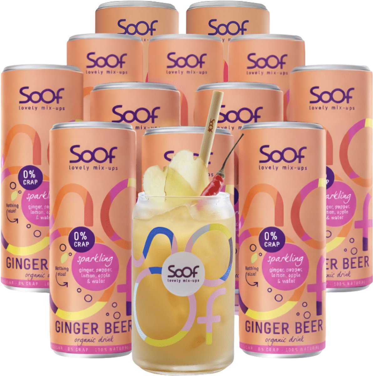 Soof Drinks - Frisdrank 0% Zooi - Gemberbier - blikjes 12 x 250ml
