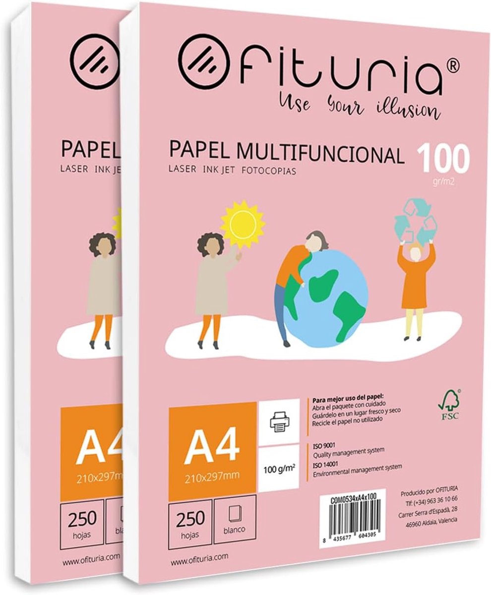 SnelShoppen - A4 Papier 100g, 500 Vellen Wit, Multifunctioneel Papier voor School, Kantoor en Thuisgebruik, Geschikt voor Laser- en Inktjetprinters