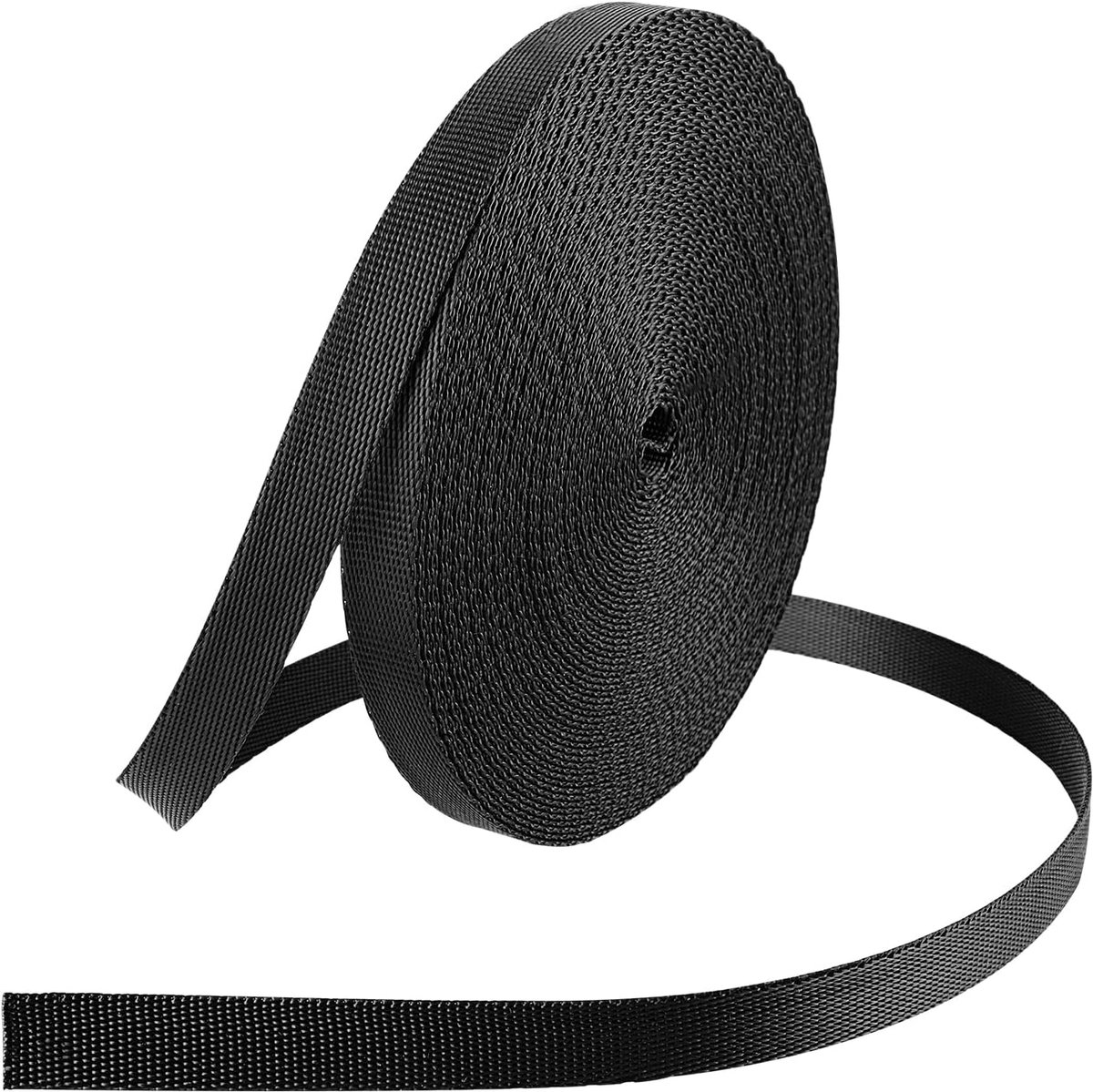 SnelShoppen - Nylon Heavy Duty Strap 10mm x 10m Zwart Woven Strap voor DIY Hondentuigen, Luggage Strap, Rugzakbanden, Tuinprojecten