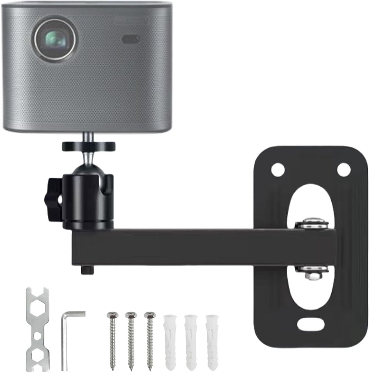 Verstelbare Projector Beugel voor Muur en Plafond, 360 Graden Draaibaar, Geschikt voor Beamer en Monitoren met 1/4 Inch Draad