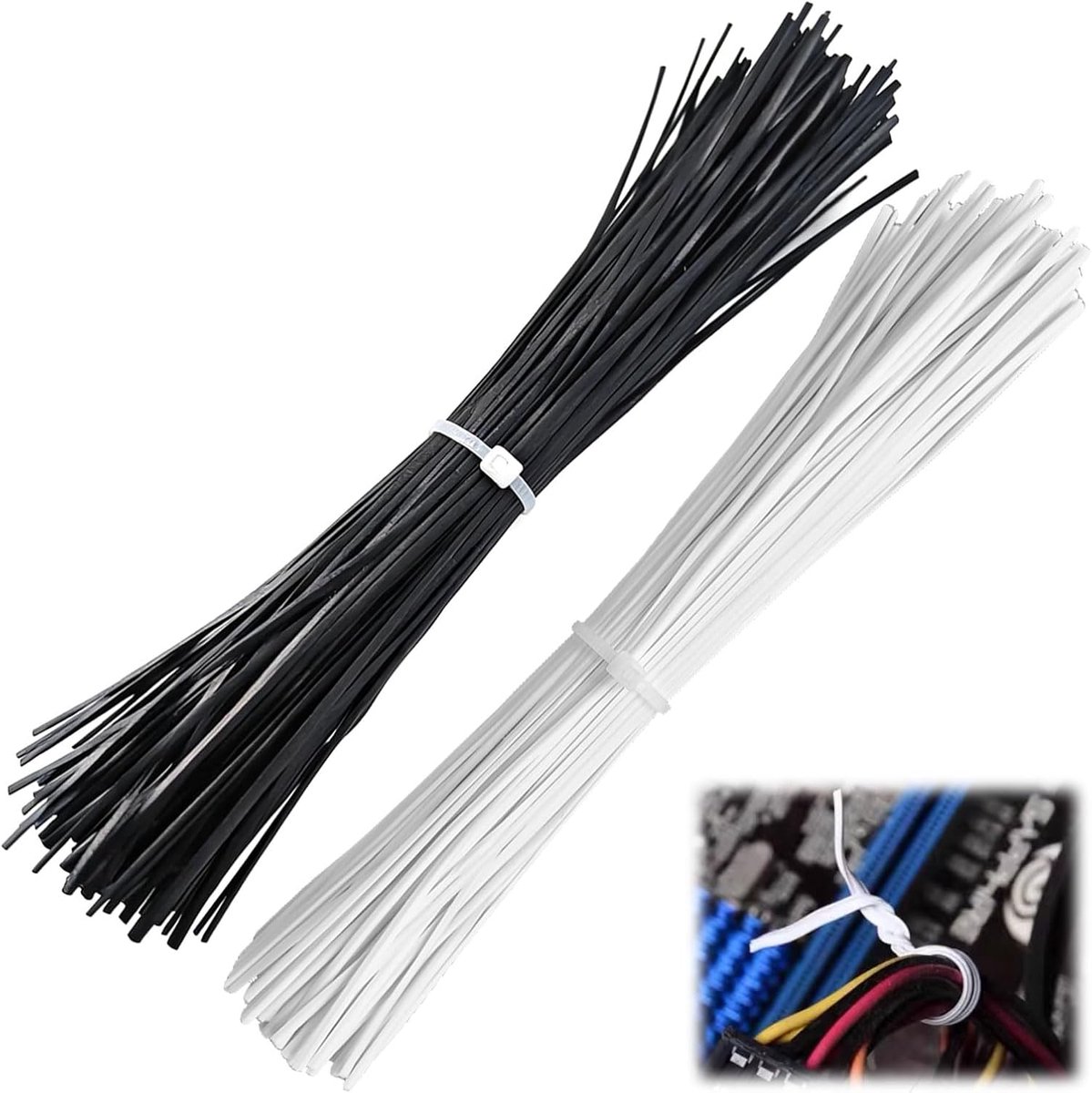 SnelShoppen - 400pcs Herbruikbare Plastic Kabelbinders, 6 inch Twist Kabelbinders in Zwart en Wit voor het Organiseren van Oplaadkabels, Computer- en