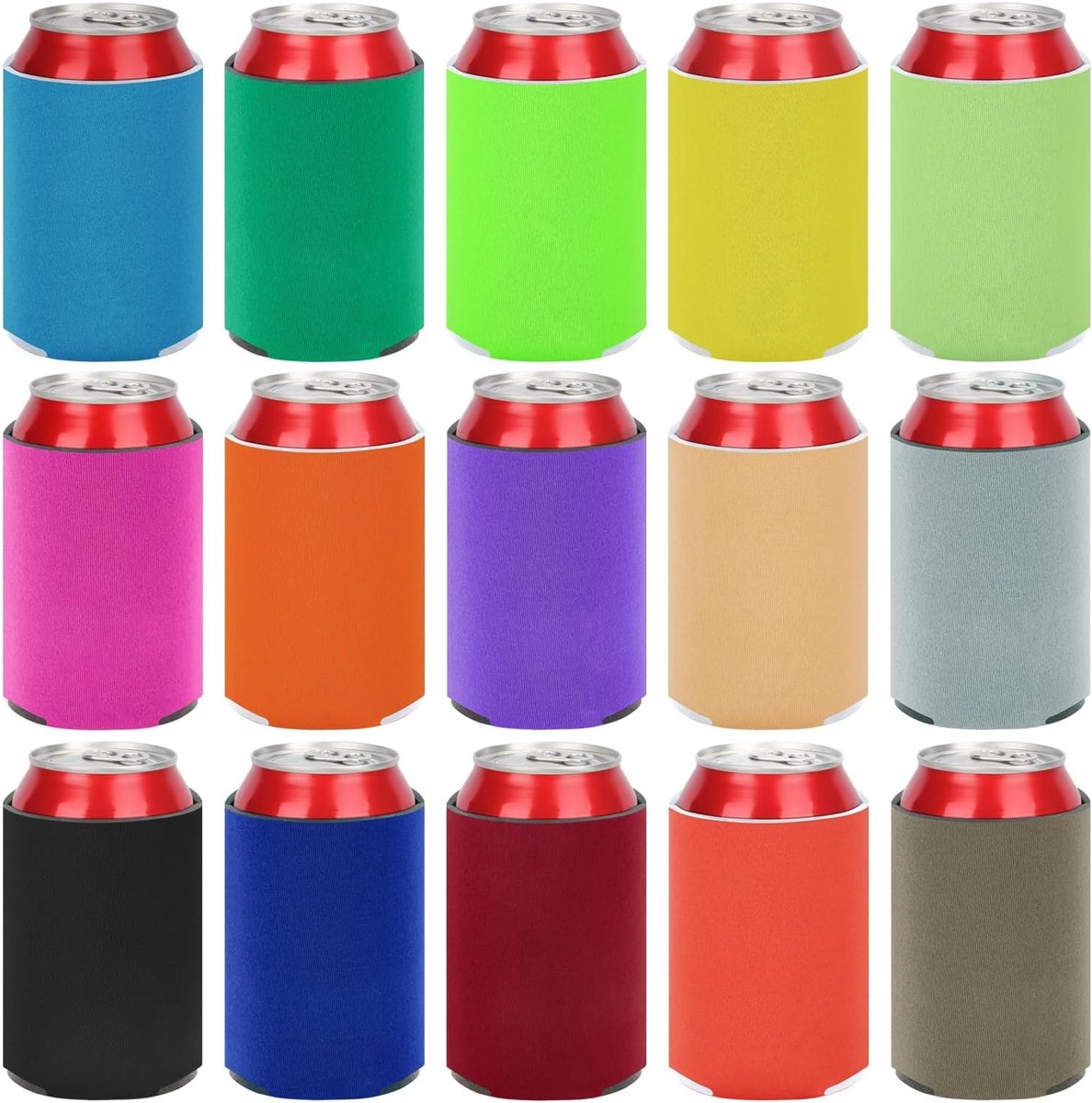 15 Stuks DIY Schuim Drink Can Coolers voor Persoonlijke Sublimatie, Ideaal voor Feesten en Bruiloften, Kleurige Isolatoren voor Blikjes