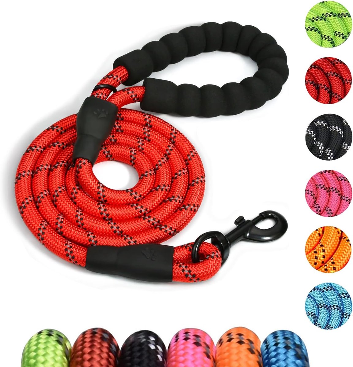 SnelShoppen - Reflecterende Hondenriem - 2m Nylon No-Pull Slip Touw met Zachte Gevoerde Handgreep voor Training, Kleine/Middelgrote/Grote Puppies (Roo