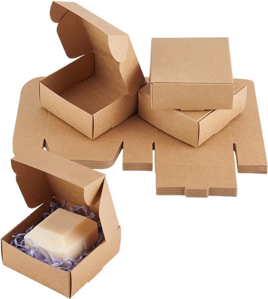 50 stuks Kraft papier geschenkdozen voor knutselen en feest - vierkante kartonnen dozen 8,5 x 8,5 x 3,5 cm.