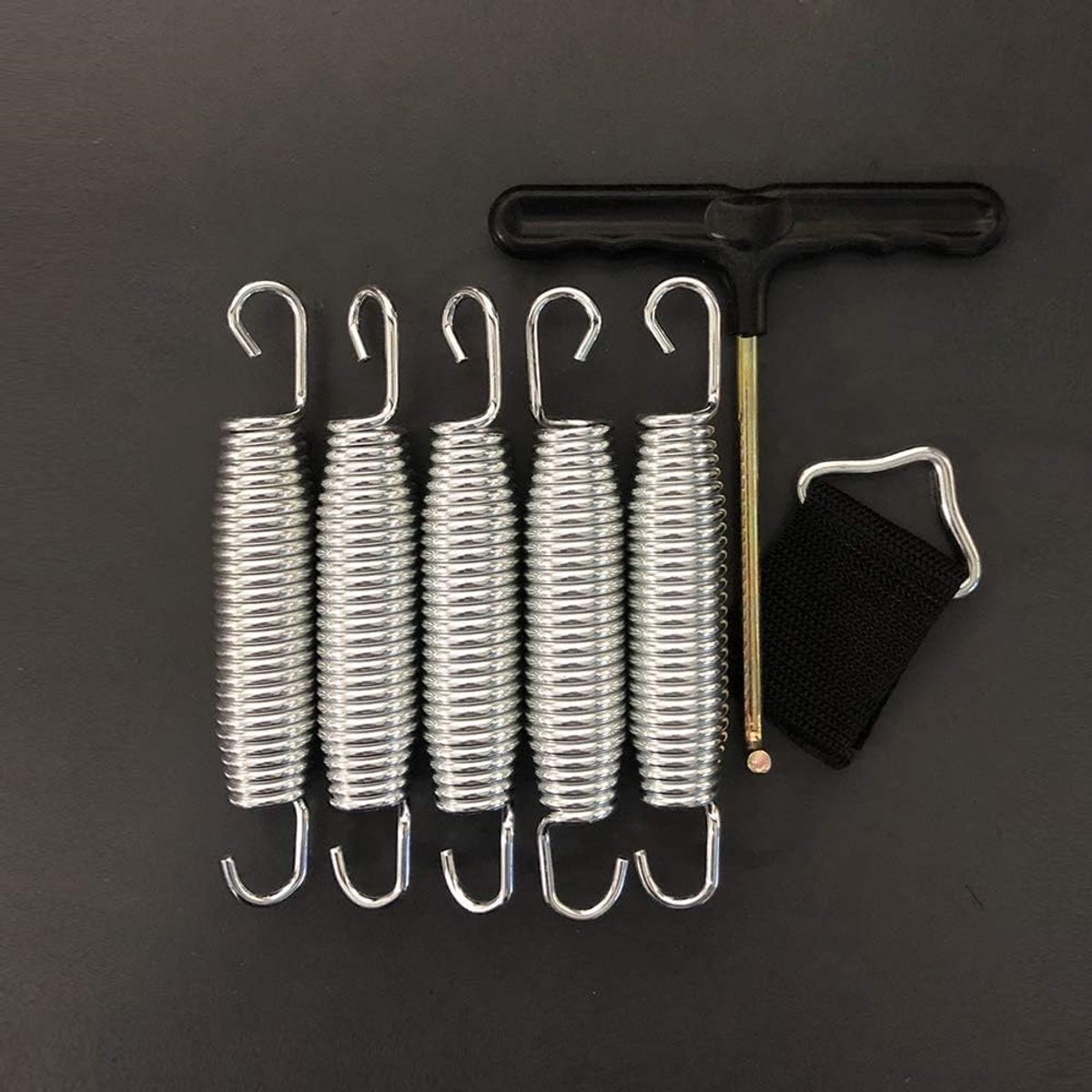 SnelShoppen - Trampoline Spring 14cm - Vervangingsveren voor Trampoline - 5 Stuks + Haak & Triangle Buckle - Galvanized Carbon Steel - Ideaal voor Tui