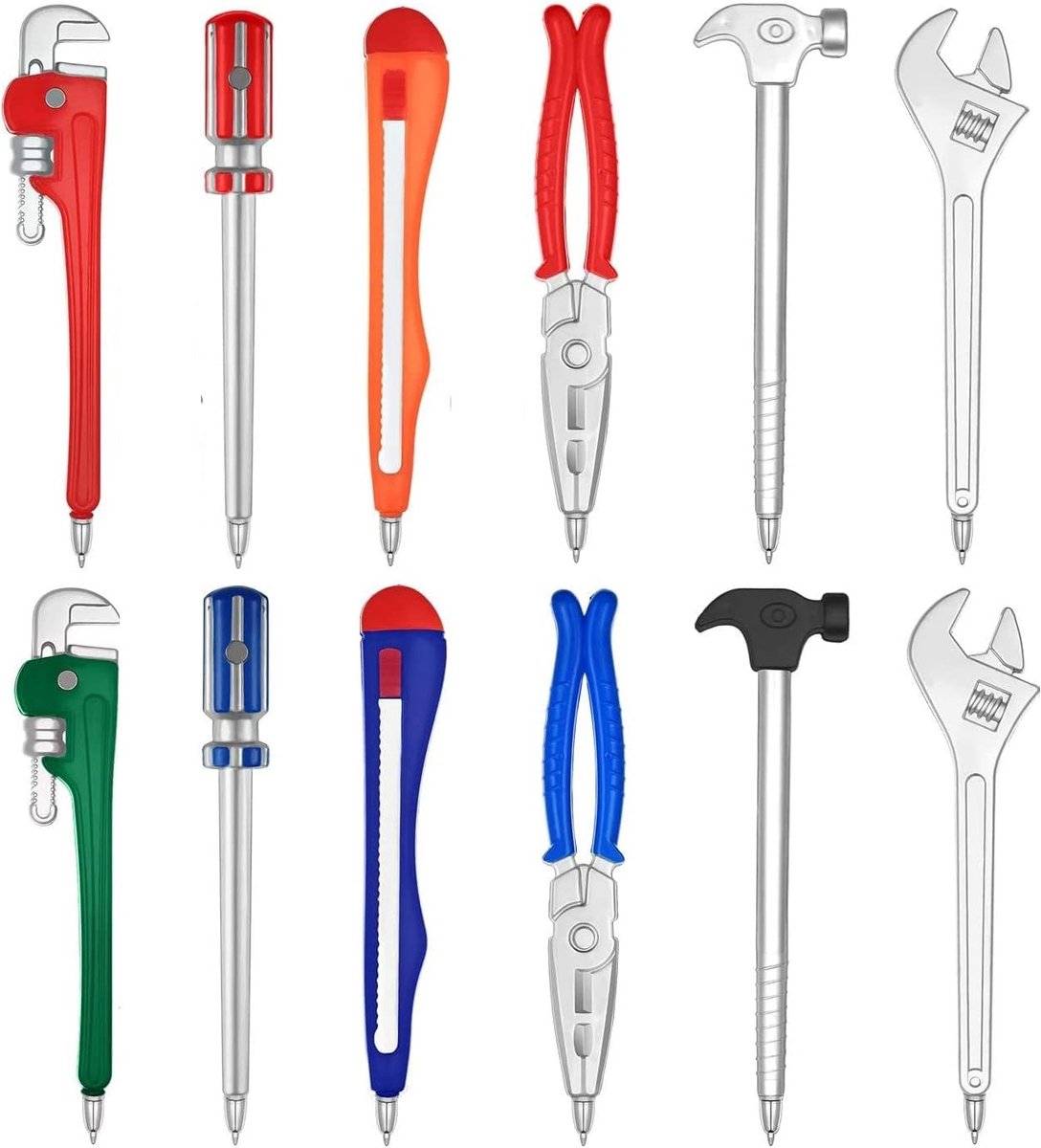 SnelShoppen - 12 Stuks Novelty Balpennen in Hardware Gereedschap Vorm, 16cm, Zwarte Inkt, Ideaal voor Kinderen en Volwassenen, School, Kantoor, Cadeau