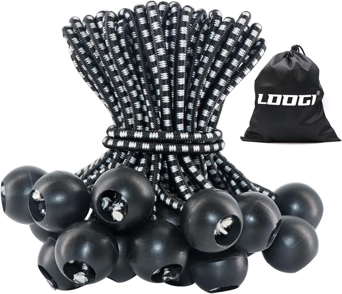 SnelShoppen - 25 Stuks Ball Tension Rubber Tensioners met 10 cm Ballen - Ideaal voor Tent Expander Loops, Tarpaulins, Banner, Net en Gazebo - Duurzaam