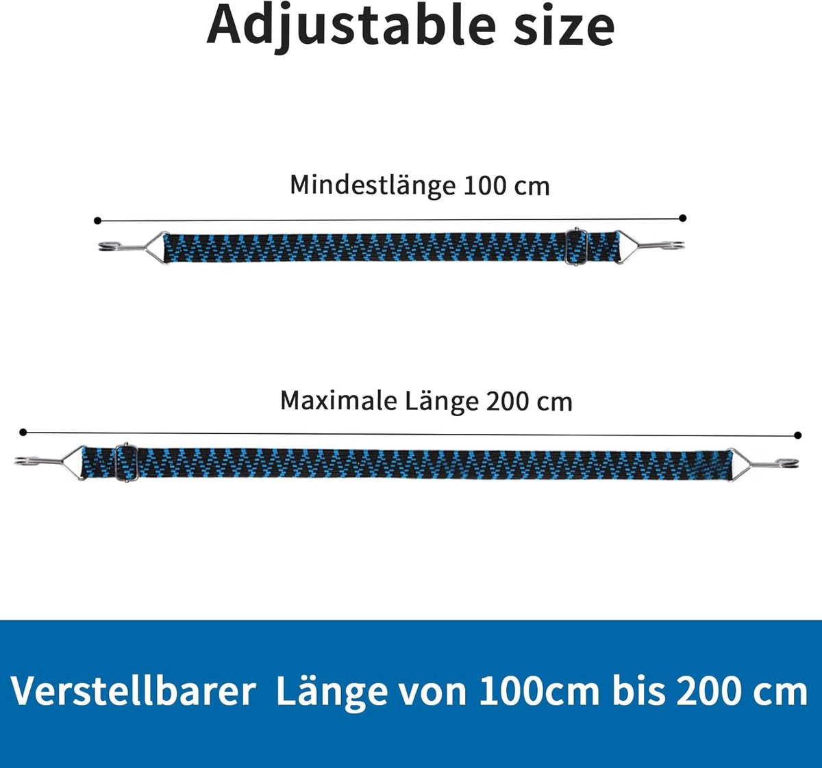 SnelShoppen - 4 Stuks Verstelbare Octopussen Elastische Rubber Bands met Haak 2m voor Camping, Motorfiets, Canopy, Blauw