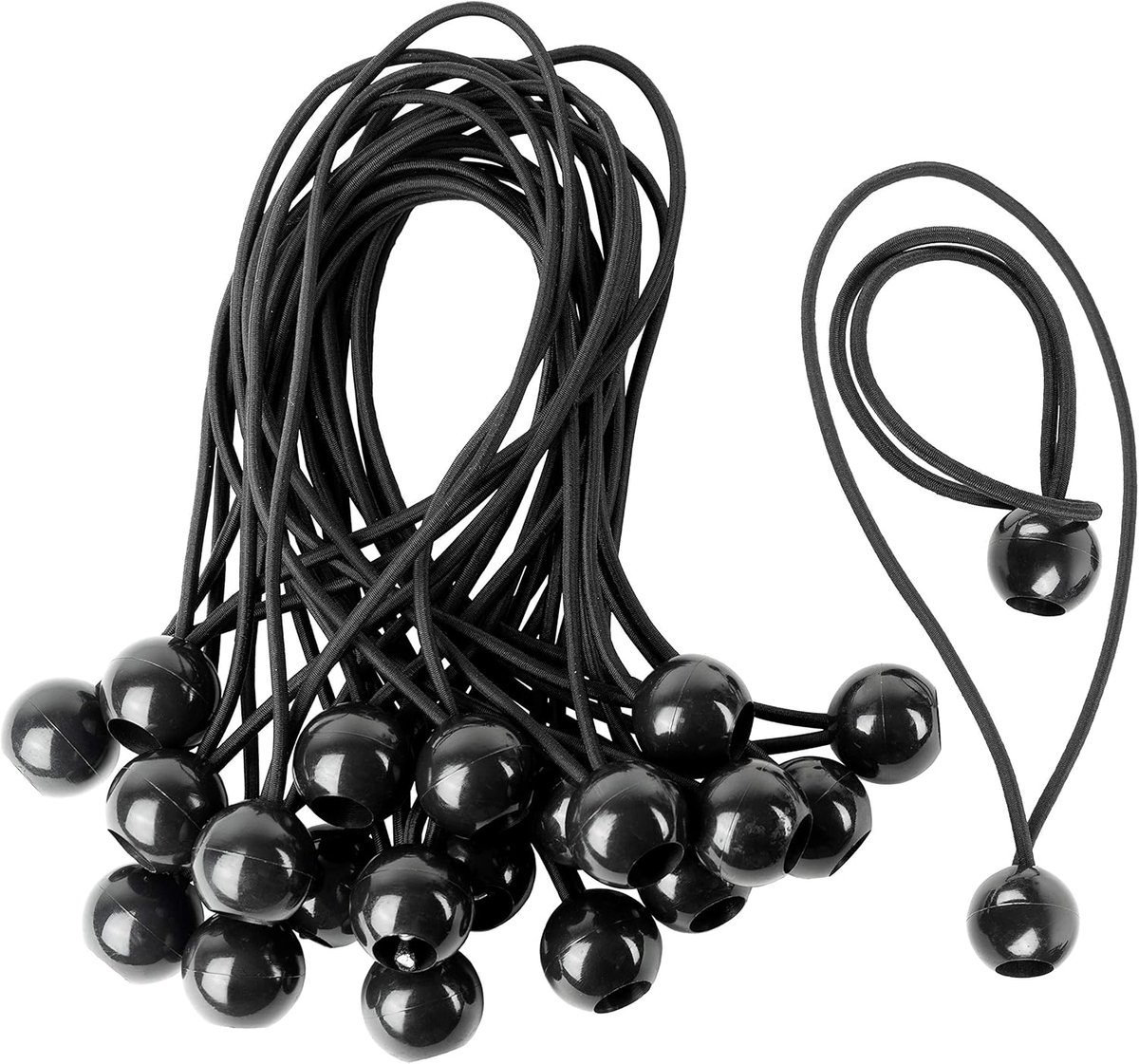 SnelShoppen - 50 Tarpaulin Tensioners - Elastische Band met Haken voor Optimaal Beveiligen - Stevige Tent Rubbers - Bungee Ball voor Camping, Tuin en