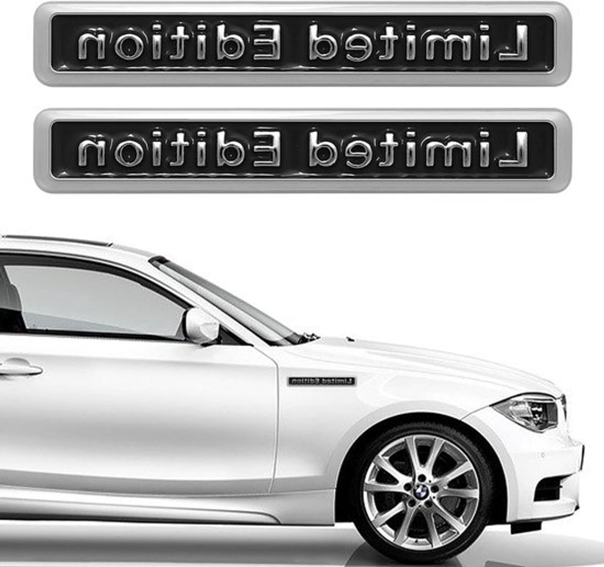 2 Stuks 3D Beperkte Editie Logo Stickers - Zilveren Metaal Embleem voor Auto, Motor en Elektronica - Perfecte Tuning Accessoires en Cadeau Ideeën