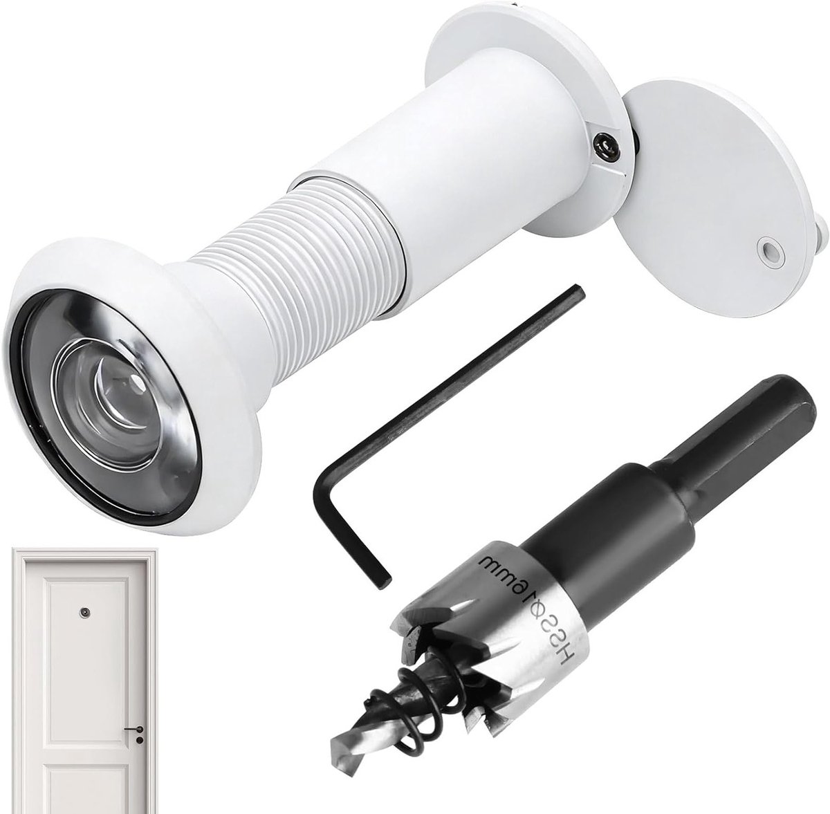 Deurspion Ø16 mm Magisch Oog 200° Groothoek voor Pantserdeuren met Deksel en Montageopties voor Deuren van 35-60 mm