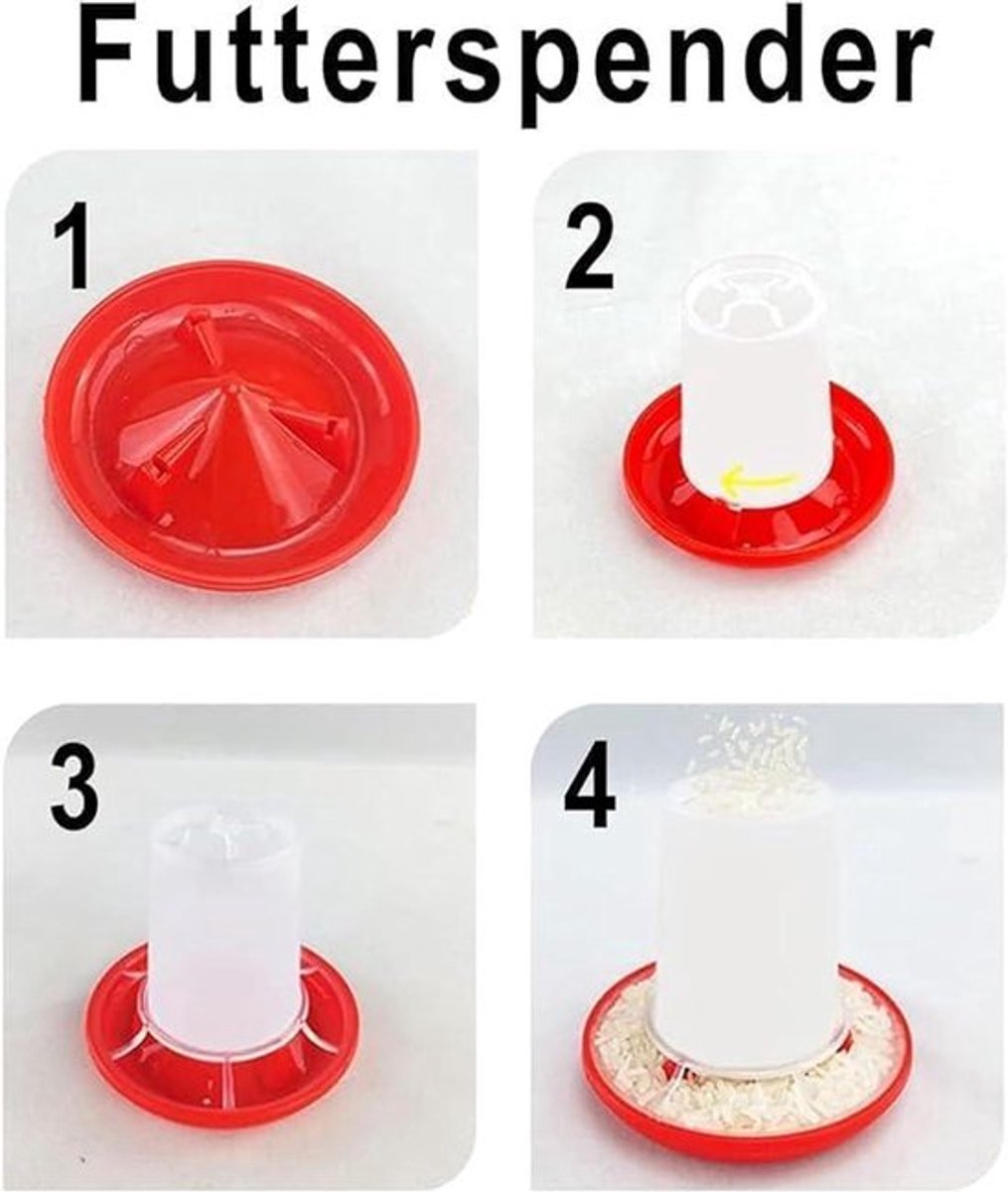 Voer- en Drinkbakset voor Pluimvee, Duurzaam en Geschikt voor Kippen, Kwartels en Eenden, 160g/160ML Capaciteit, Voor Binnen- en Buitengebruik.