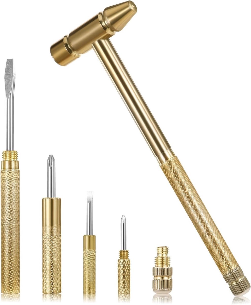 6-in-1 Mini Hamer met Meerdere Functies, Inclusief Schroevendraaier en Klauwhamer, Draagbaar Gereedschap voor Klussen en Reparaties