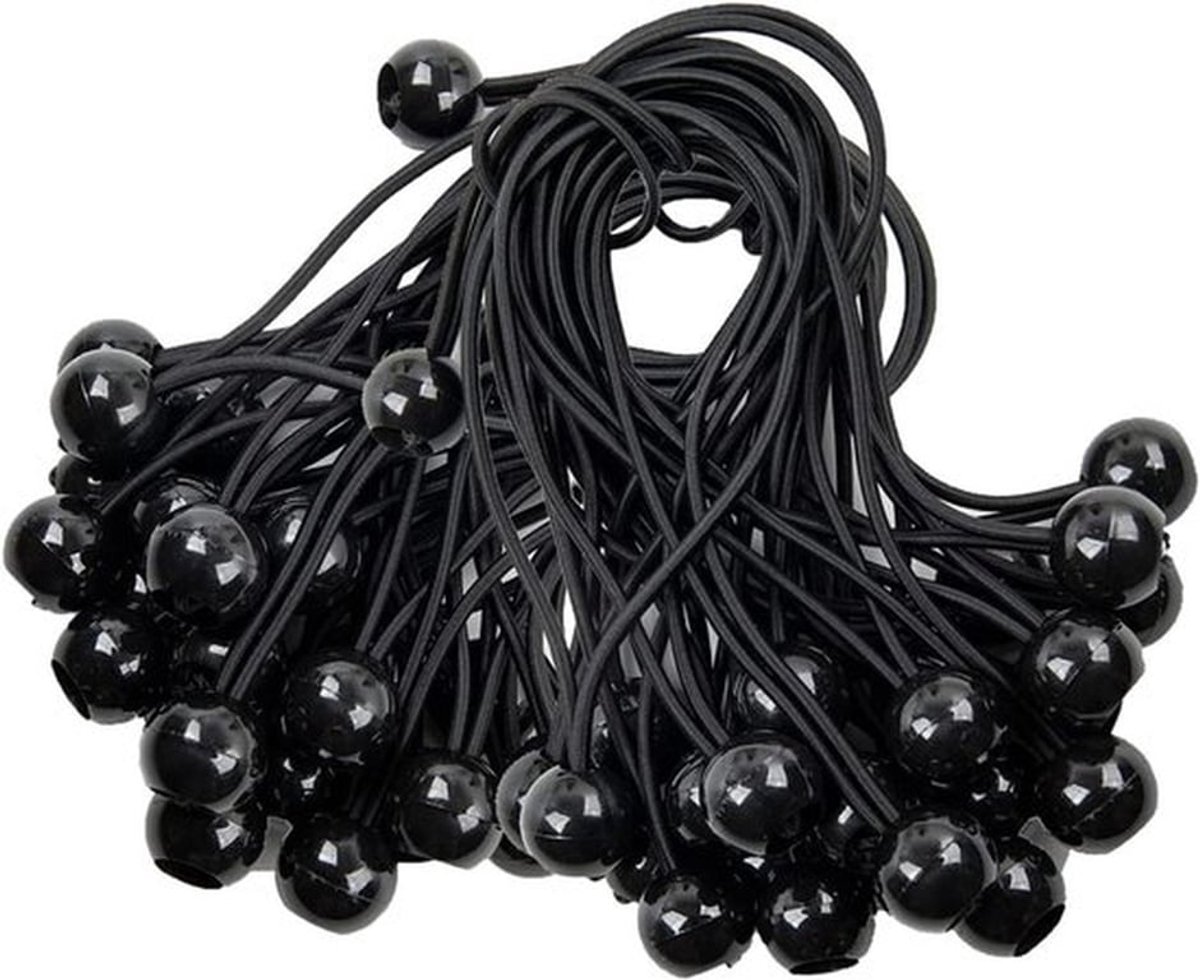 Zwarte Spanrubbers voor Tenten en Dekzeilen - 25 stuks, 15 cm - Rubberen Spanners in verschillende maten.