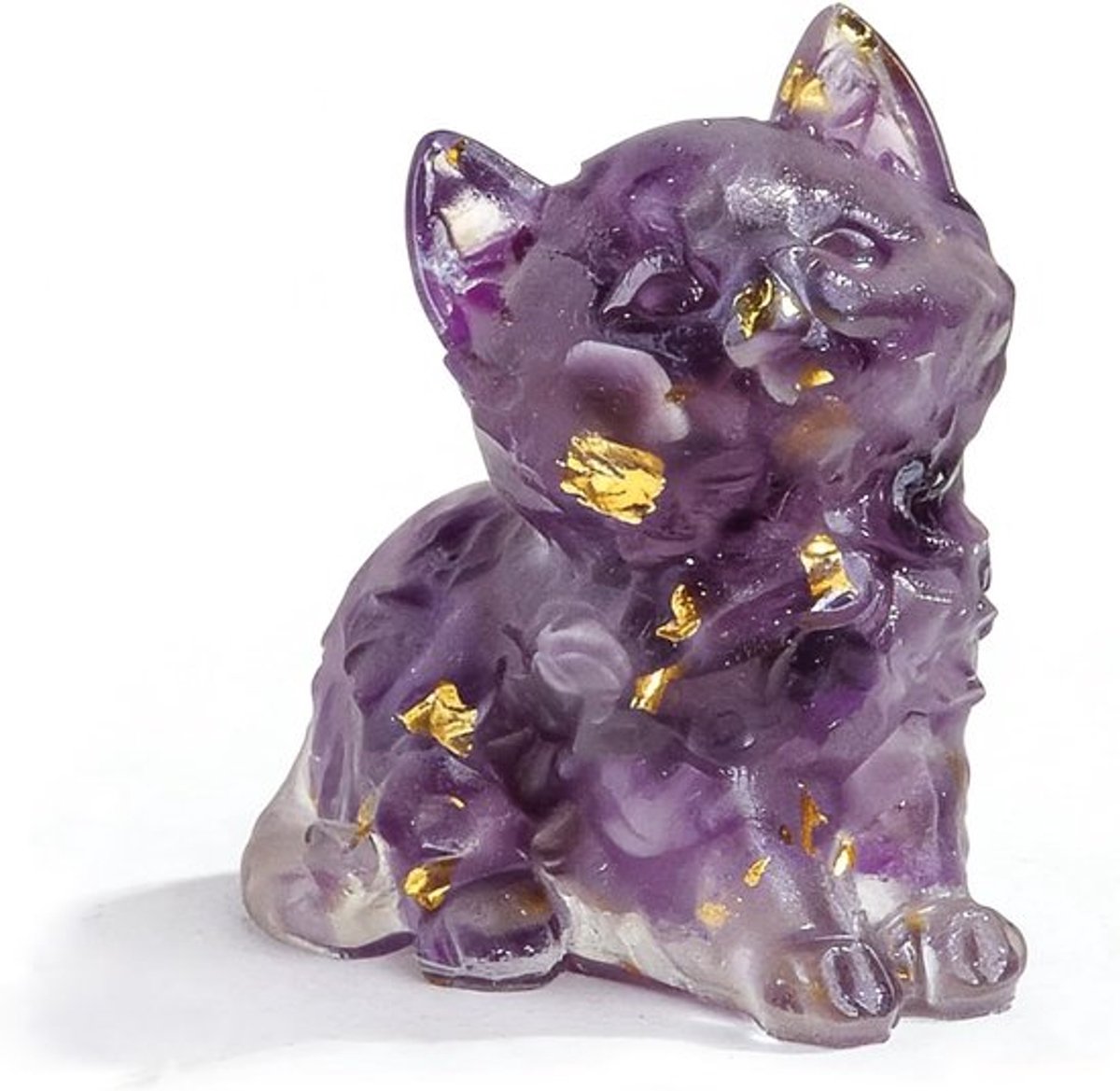 Amethist kattenfiguur, paarse kristallen decoratie, schattige kattenfiguren voor kattenliefhebbers, unieke huisdecoratie, 1 stuk