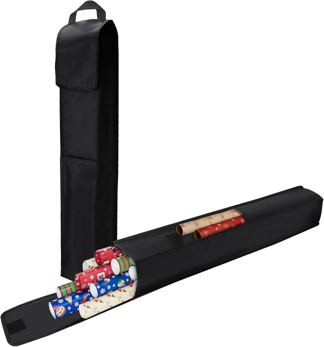 SnelShoppen - Gift Wrapping Storage Bag Organiser voor 10-15 Rollen Cadeaupapier - Vouwbare Ruimtebesparende Oxford Stof met Zijvak en Draaghandvat -